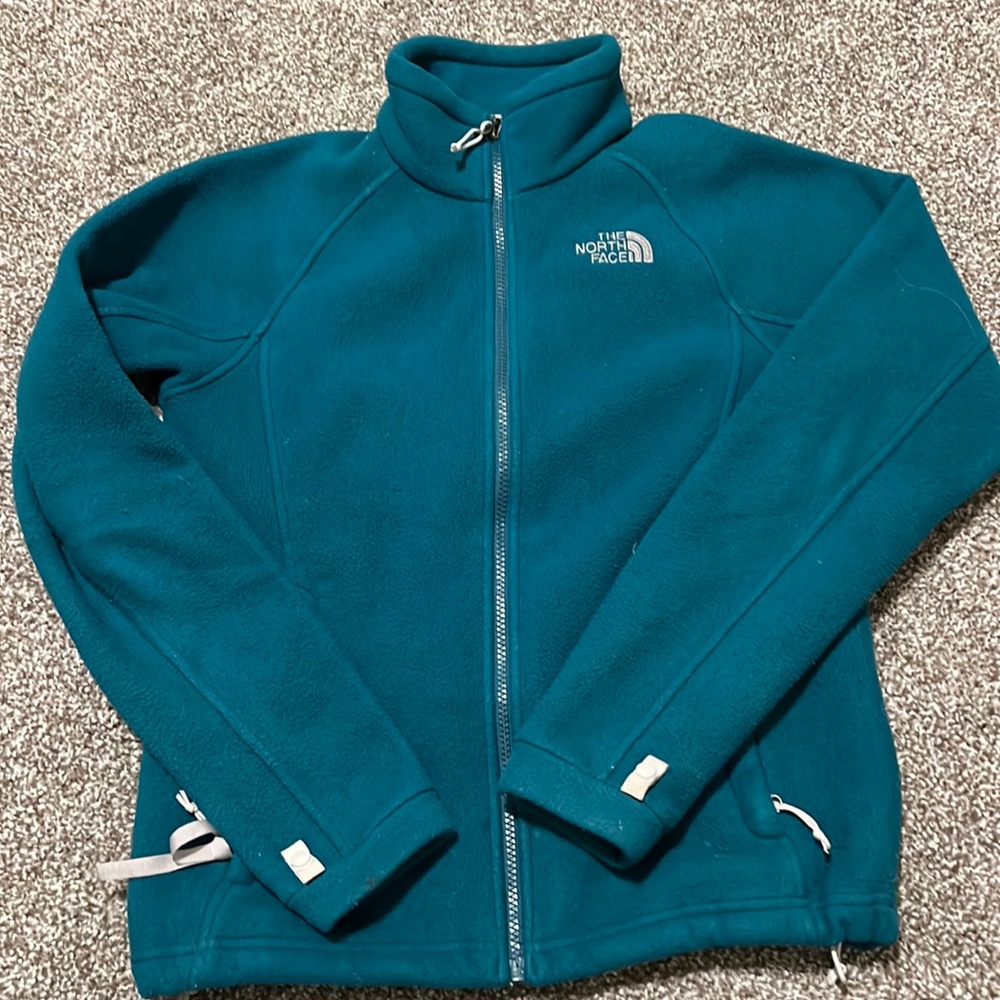 Fleece north face zip up in teal